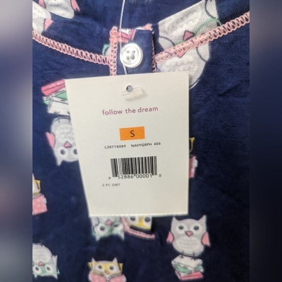Layla NWT S Blue Owls & Books Sleep Top - Picture 5 of 8